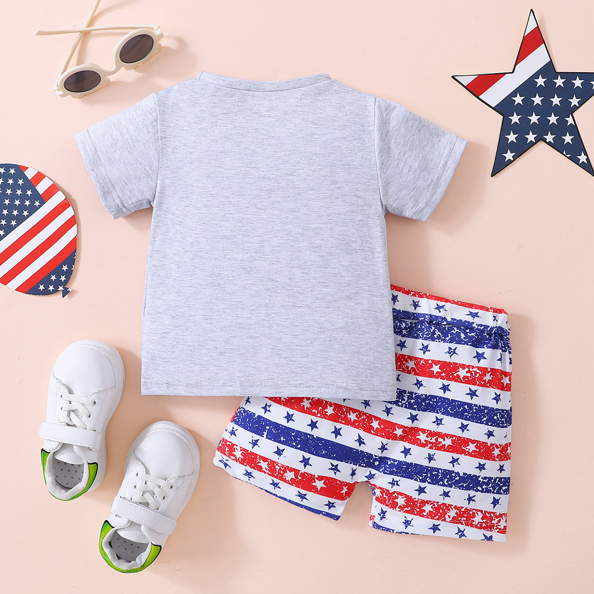 Kids USA Graphic Tee and Star and Stripe Shorts Set - ChildAngle