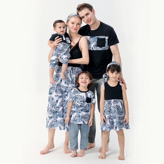 Matching Family Outfits Floral Dress Headband T Shirt for The Whole Family - ChildAngle