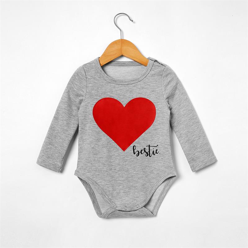 Matching Family Outfits Mommy and Me Long Sleeve Bestie Heart Hoodies Dress - ChildAngle