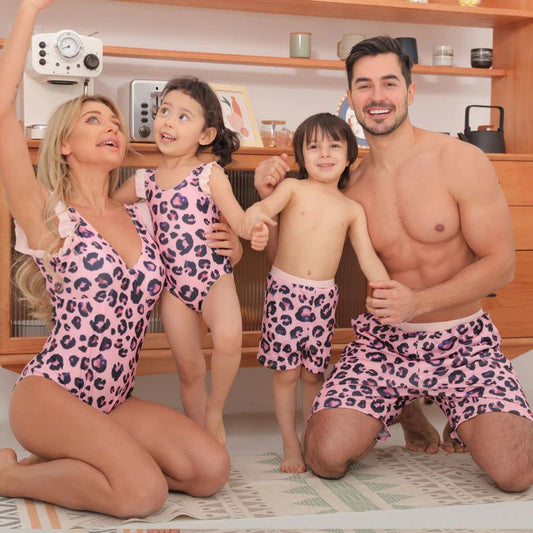 Matching Family Outfits Swimsuit Leopard Swimwear Mother Daughter Swimsuits - ChildAngle