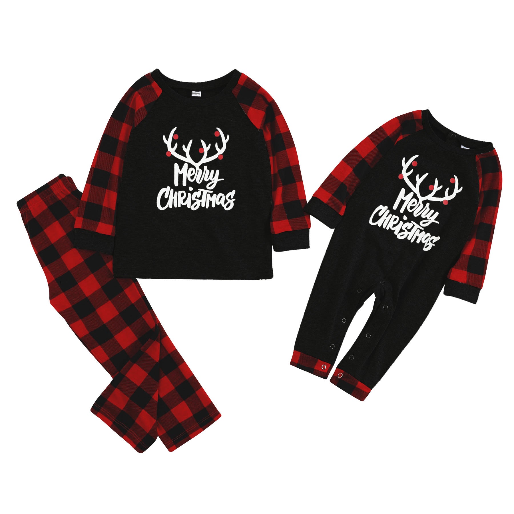 Merry Christmas Reindeer Matching Family Pajamas - Black Buffalo