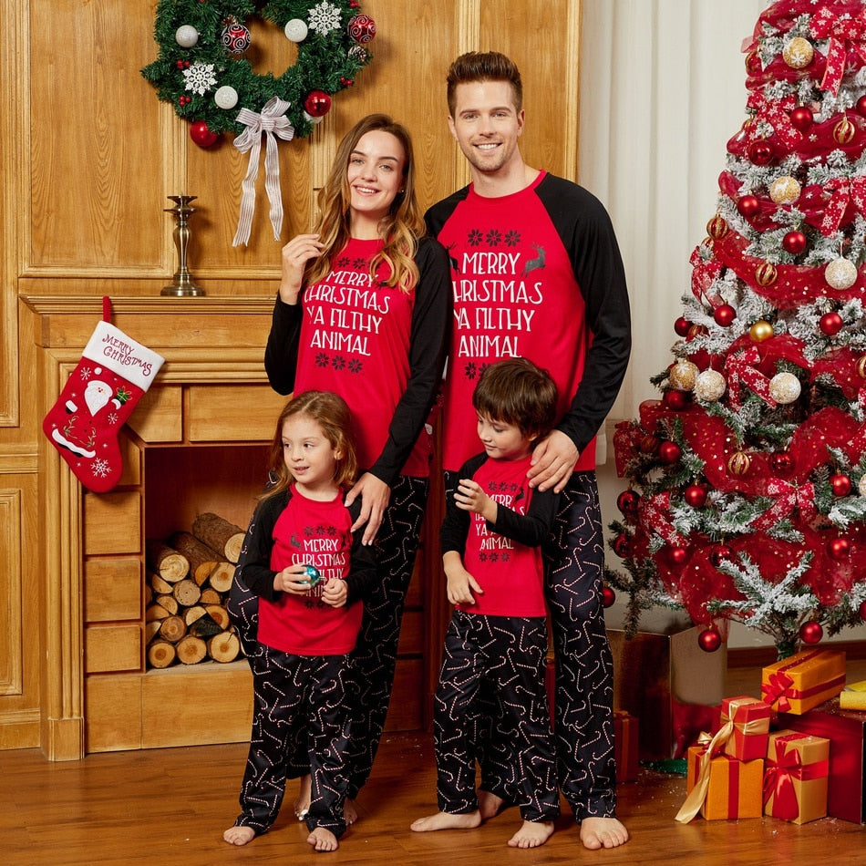 Matching Family Pajamas Set Merry Christmas Ya Filthy Animal - ChildAngle