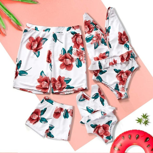 Matching Family Swimsuit Flower Floral One Piece Ruffle Swimsuit - ChildAngle