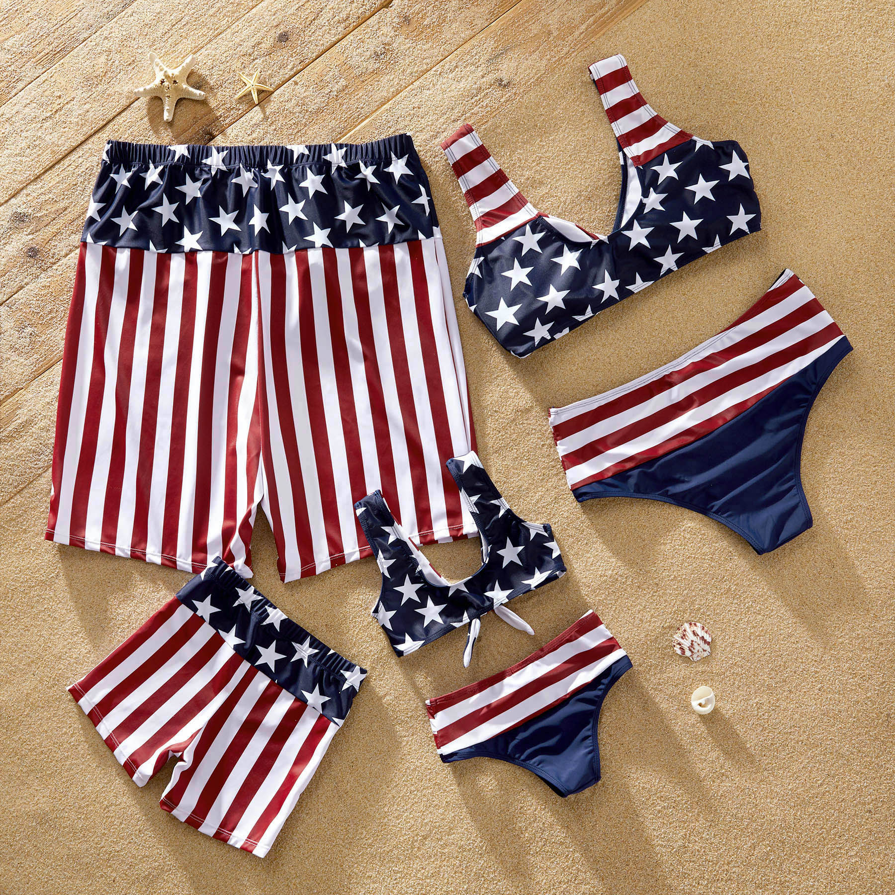 Mosaic Independence Day Stripe and Star Family Matching Sets