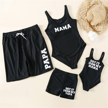 Matching Family Swimsuit One Piece Letter Print Swimwear - ChildAngle