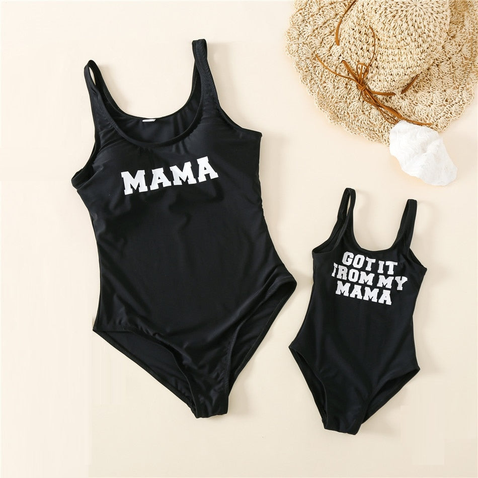 Matching Family Swimsuit One Piece Letter Print Swimwear - ChildAngle