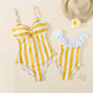 Matching Family Swimsuit Yellow Striped Bowknot One-Piece Swimwear - ChildAngle