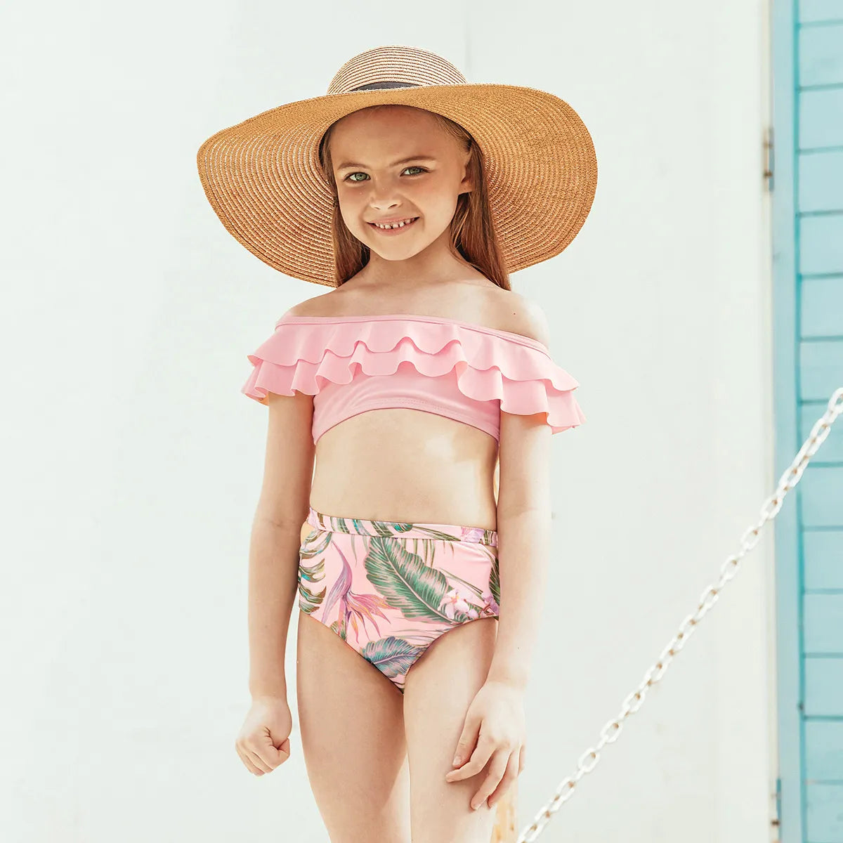 Matching Family Swimsuits Mommy and Me Matching Swimsuit Pink Floral Bikini Sets - ChildAngle