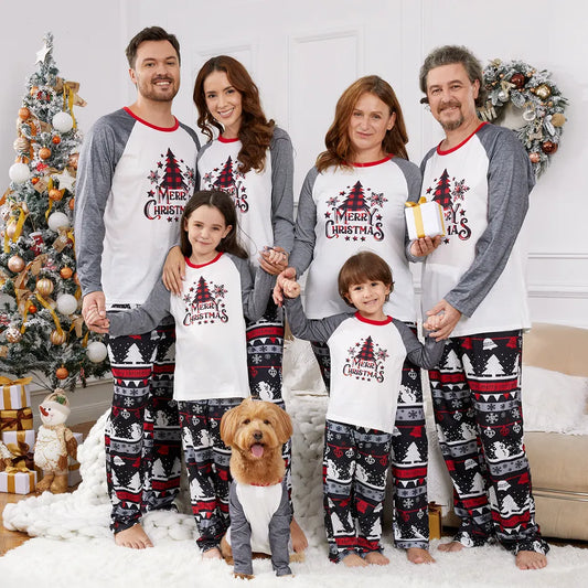 Merry Christmas Tree Christmas Pajama Family Matching Set Baby Mother Daughter Pajamas Flame Resistant - ChildAngle