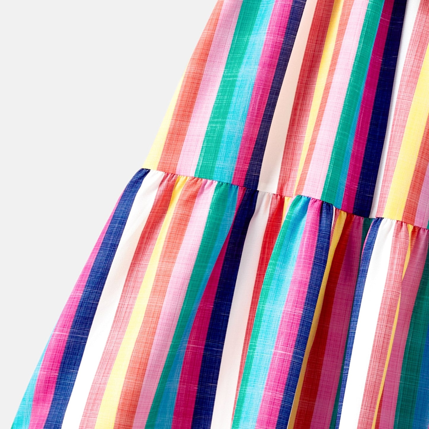 Mommy and Me Dresses Sleeveless Colorful Striped Belted Dresses - ChildAngle