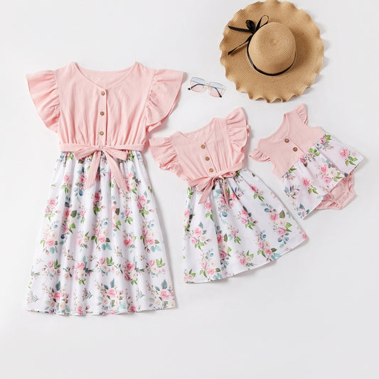 Mommy and Me Family Matching Dress Flower Mother Daughter Dresses - ChildAngle