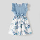 Mommy and Me Floral Print V Neck Ruffle Trim Dresses - ChildAngle
