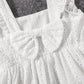 Mommy and Me V Neck 100% Cotton White Eyelet Embroidered Ruffle Sleeveless Dresses - ChildAngle