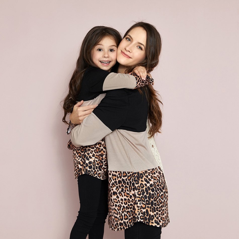 Mother And Daughter Leopard Color Matching Long Sleeve - ChildAngle