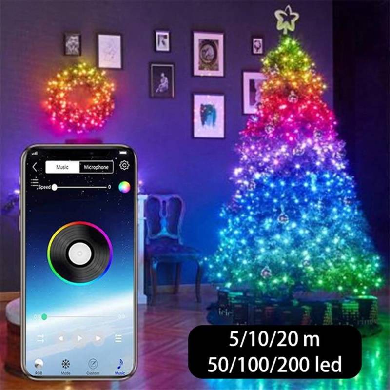 Phone Controlled LED Light 5M/10M/20M Christmas Tree Led String Light - ChildAngle