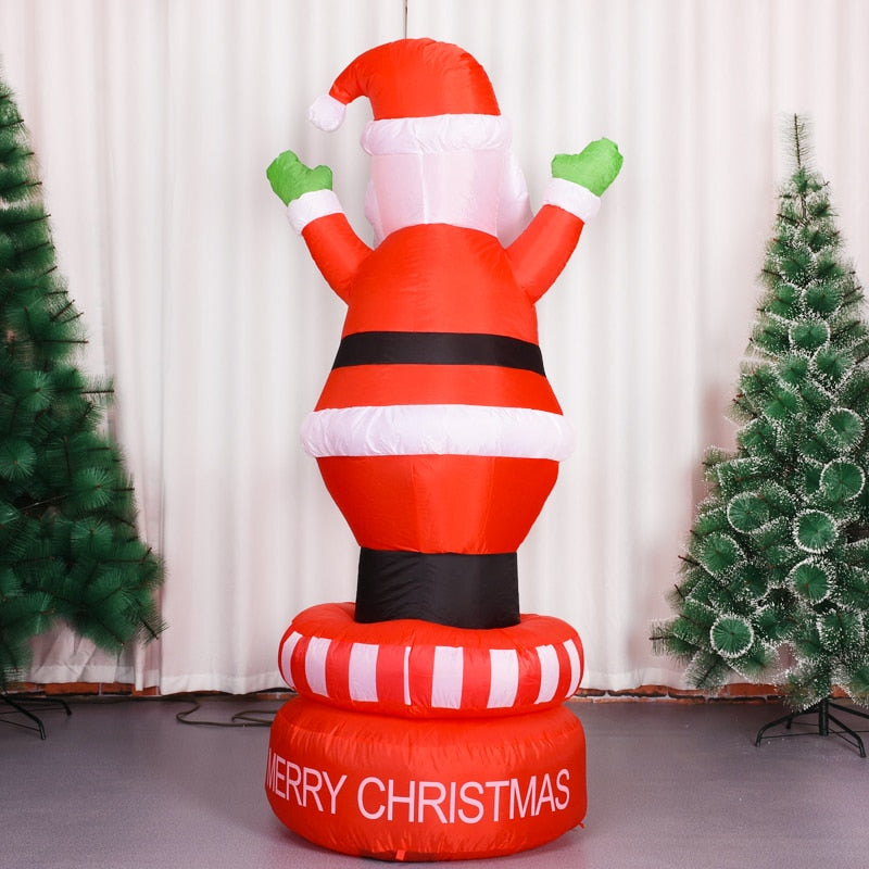 Rotating Santa Claus Christmas Yard Inflatables Outdoor LED Xmas Decorations - ChildAngle