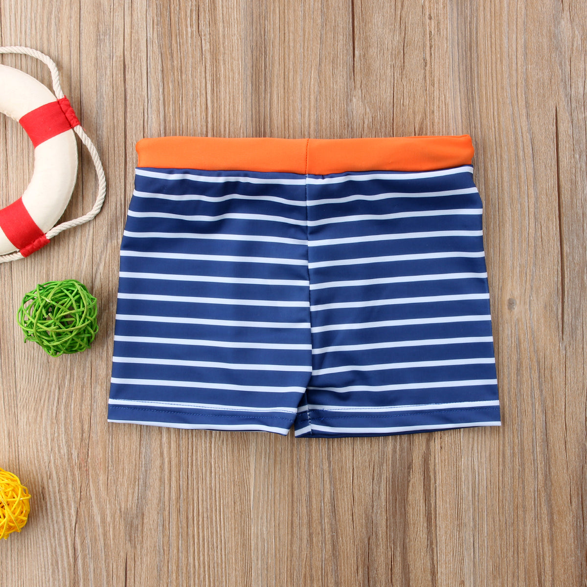 Toddler Boy Blue Striped Kid Swimming Shorts Swimwear - ChildAngle