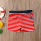Toddler Boy Skull Pattern Kid Striped Swimming Shorts - ChildAngle