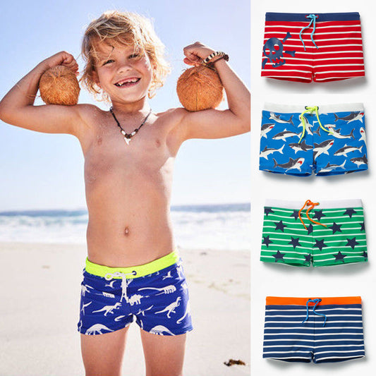Toddler Boy Star Printing Kid Striped Swimming Shorts - ChildAngle