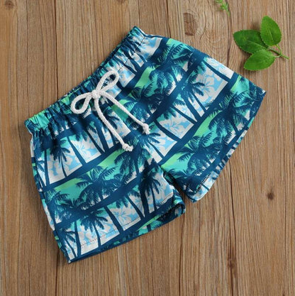 Toddlers Boy Swim Trunks Palm Tree Print Beach Shorts - ChildAngle
