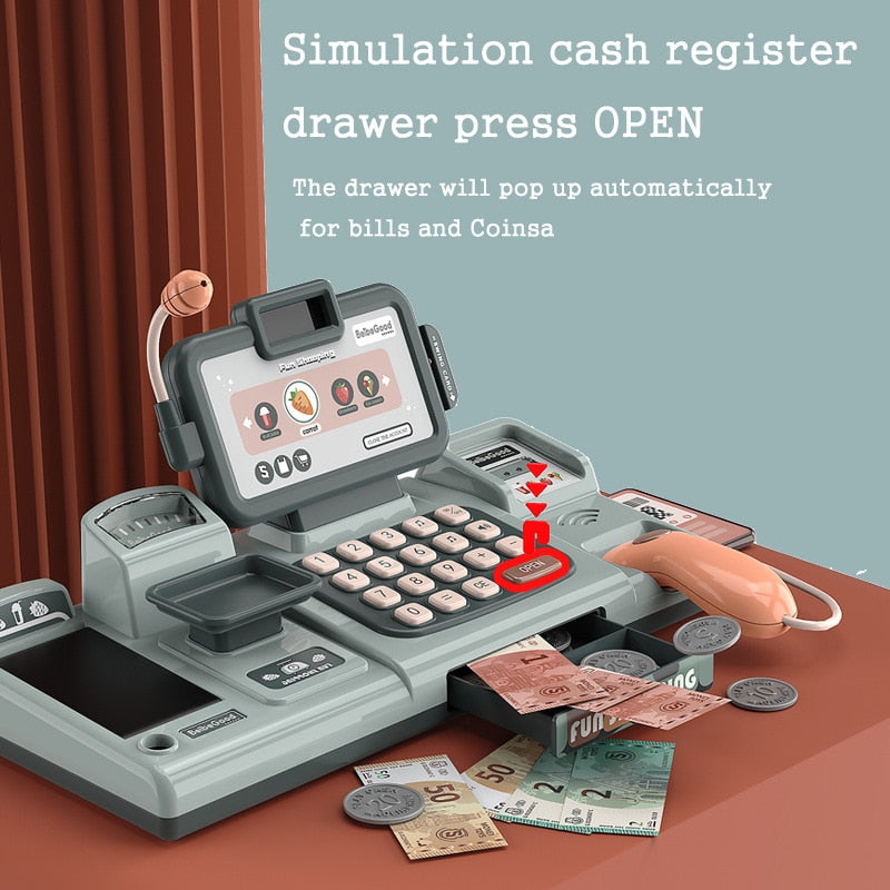 Toy Cash Register Supermarket Simulation Set, Pink