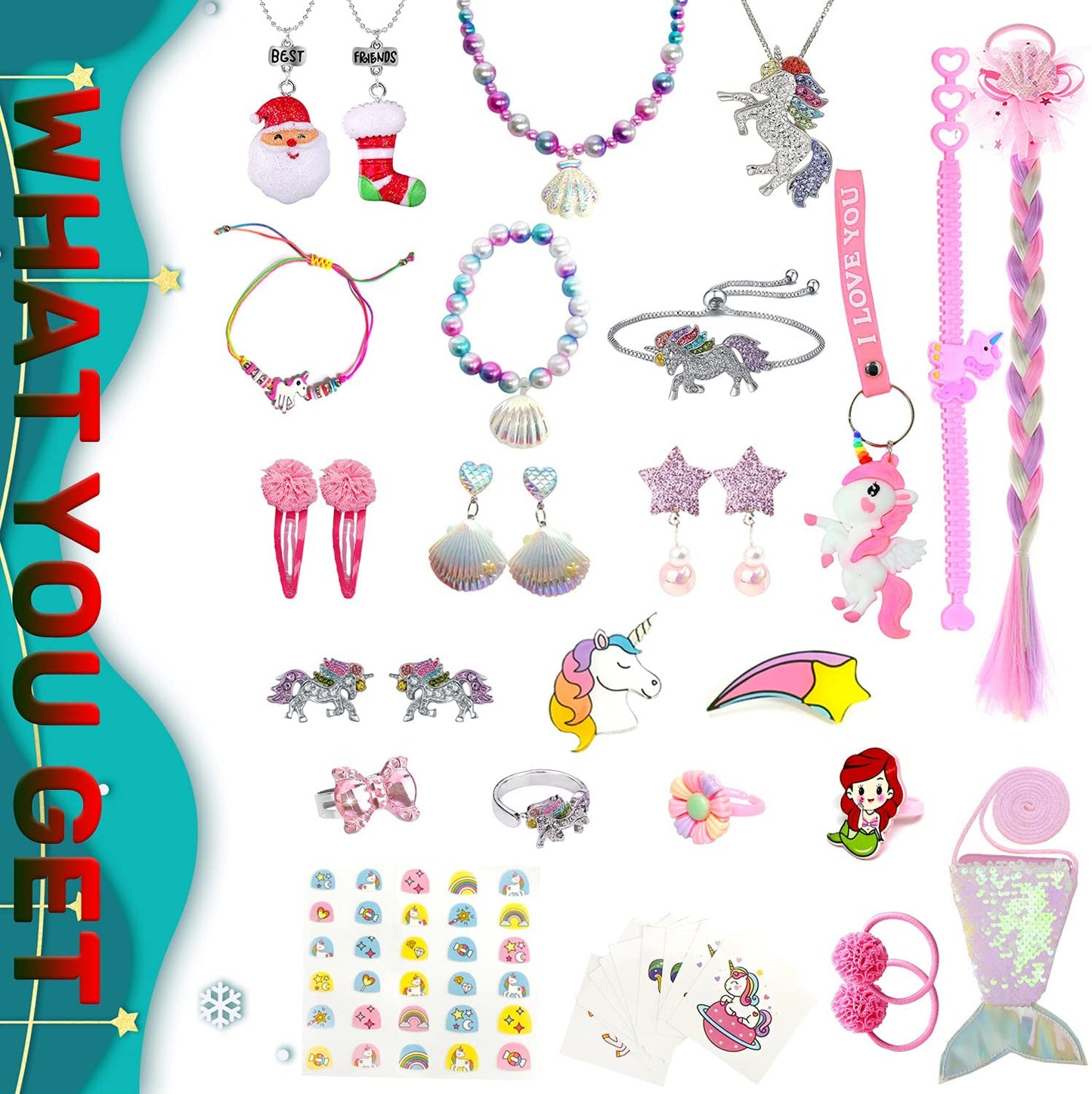 Unicorn Advent Calendar for Girl Christmas 24 Days Unicorn School Stationery and Jewelry Set - ChildAngle
