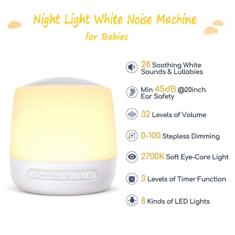 White Noise Machine 28 Sounds Baby Sound Machine with Night Light - ChildAngle