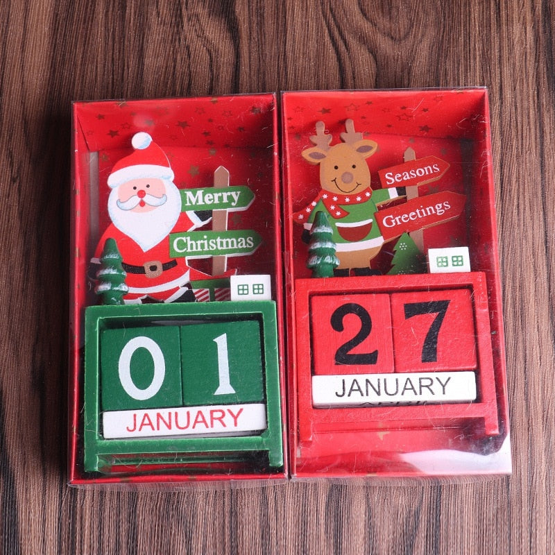 Wooden Advent Calendar with Santa Claus Elk Snowman Christmas Calendar - ChildAngle